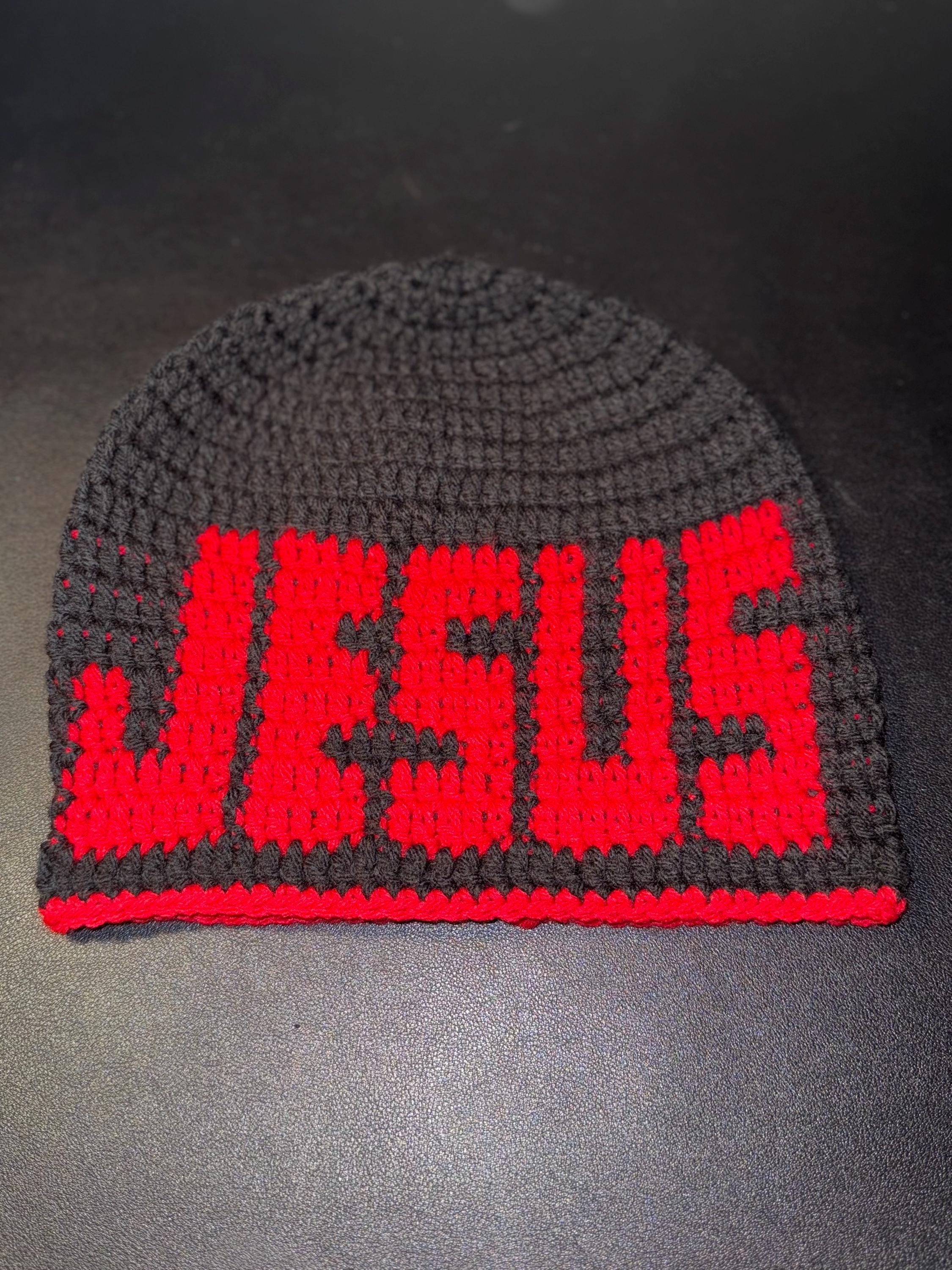 Jesus Crochet Beanie – Handmade Faith Streetwear Hat