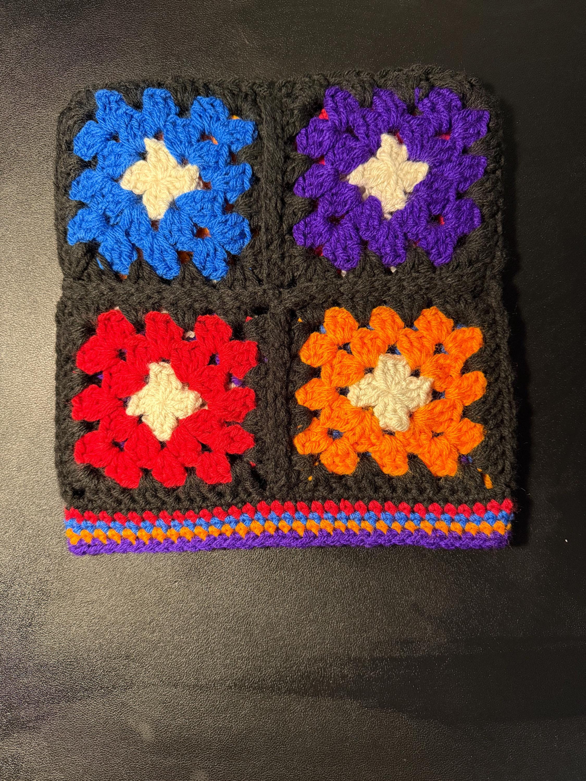 Granny Square Crochet Beanie – Handmade Patchwork Hat, Colorful Vintage-Winter Beanie