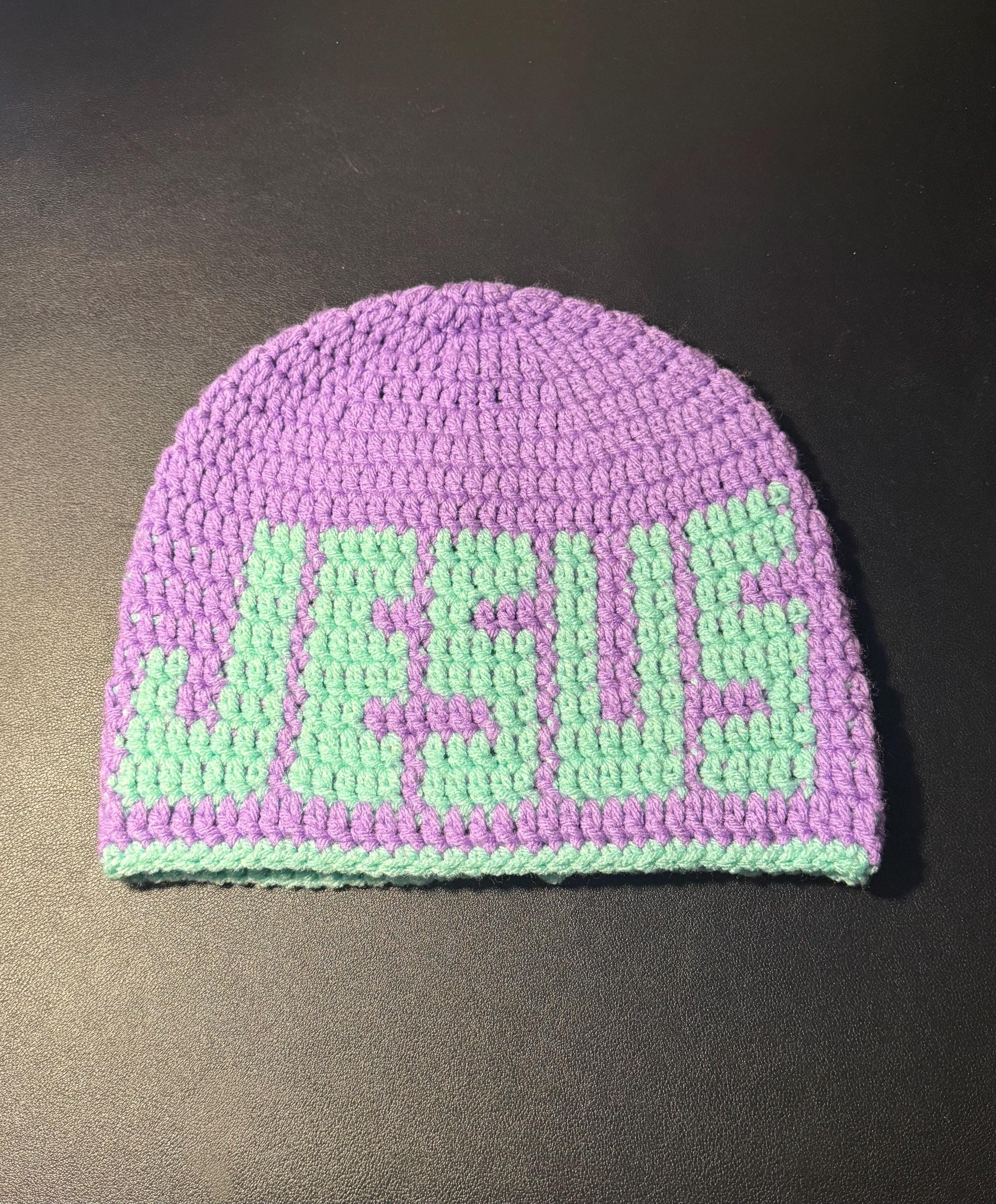 Jesus Crochet Beanie – Handmade Faith Streetwear Hat